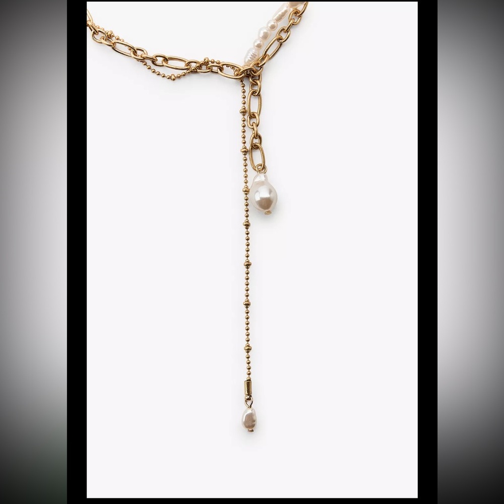 Zara pack of pearl chains multi strand necklaces - Picture 6 of 8